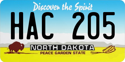 ND license plate HAC205