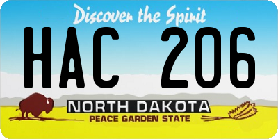 ND license plate HAC206