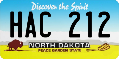 ND license plate HAC212