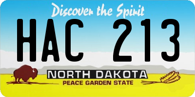 ND license plate HAC213