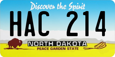 ND license plate HAC214
