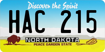 ND license plate HAC215