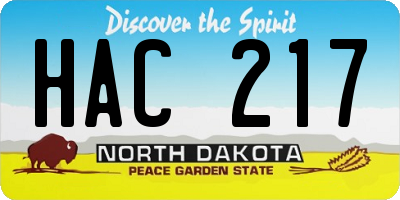 ND license plate HAC217