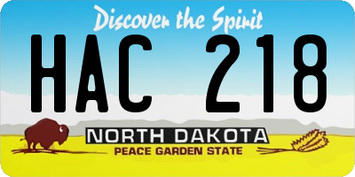 ND license plate HAC218