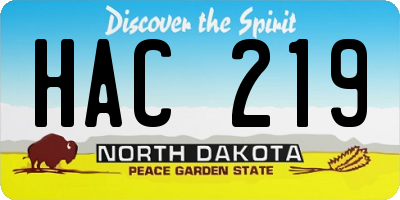 ND license plate HAC219