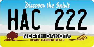 ND license plate HAC222