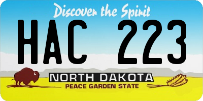 ND license plate HAC223