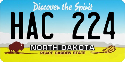 ND license plate HAC224