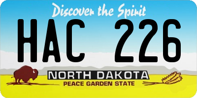 ND license plate HAC226