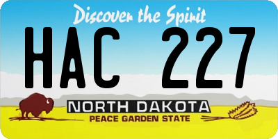 ND license plate HAC227