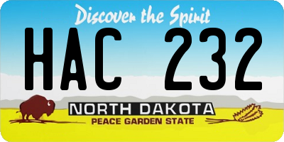 ND license plate HAC232