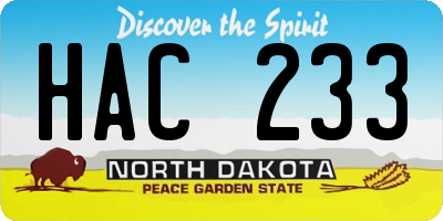 ND license plate HAC233
