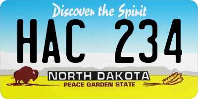 ND license plate HAC234