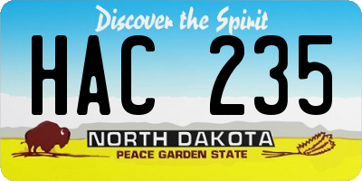 ND license plate HAC235