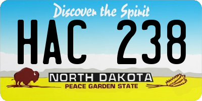 ND license plate HAC238