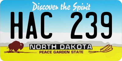 ND license plate HAC239