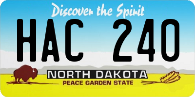ND license plate HAC240