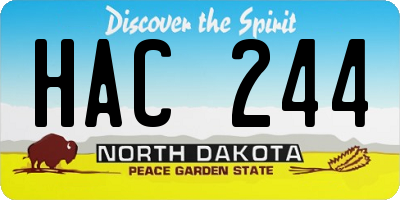 ND license plate HAC244