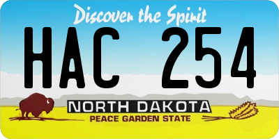 ND license plate HAC254