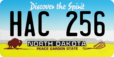 ND license plate HAC256