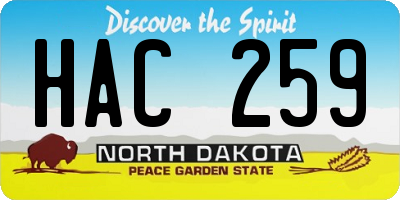 ND license plate HAC259