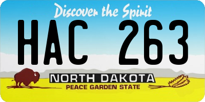 ND license plate HAC263