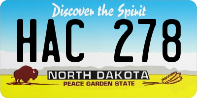 ND license plate HAC278