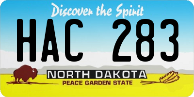 ND license plate HAC283