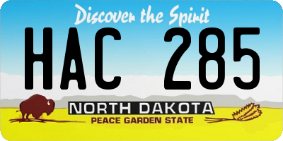 ND license plate HAC285