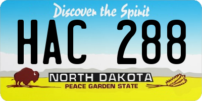 ND license plate HAC288