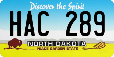 ND license plate HAC289
