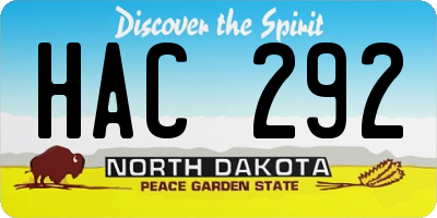 ND license plate HAC292