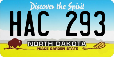 ND license plate HAC293