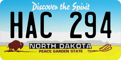 ND license plate HAC294