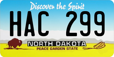 ND license plate HAC299