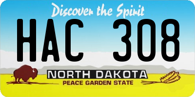 ND license plate HAC308