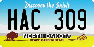 ND license plate HAC309