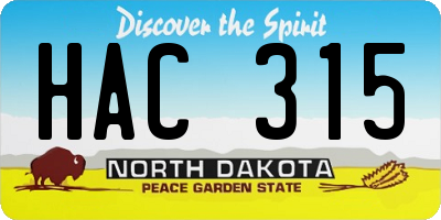 ND license plate HAC315