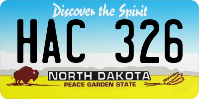 ND license plate HAC326