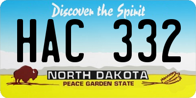 ND license plate HAC332