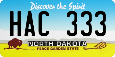 ND license plate HAC333