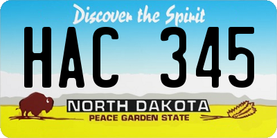 ND license plate HAC345