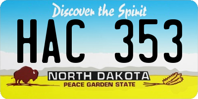 ND license plate HAC353