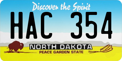 ND license plate HAC354