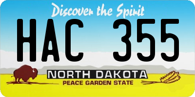 ND license plate HAC355