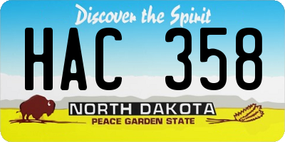 ND license plate HAC358