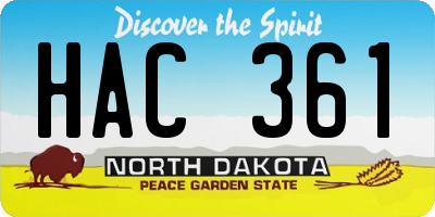 ND license plate HAC361