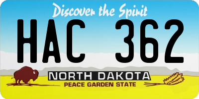 ND license plate HAC362