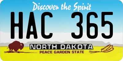 ND license plate HAC365