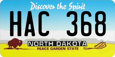 ND license plate HAC368